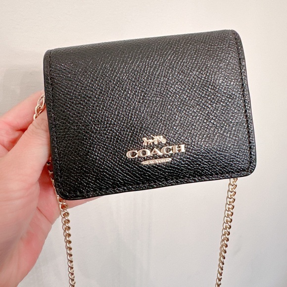 NWT Coach Mini Wallet On A Chain Black - Picture 7 of 12